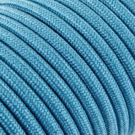 Fil Électrique Tissu Bleu Turquoise 2x0,75mm² - Câble Électrique Textile de Qualité