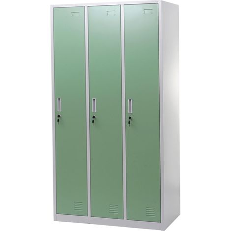 Armadietto a 3 scomparti con serratura in lamiera di acciaio laminato verde 180x90x50 cm 040007274