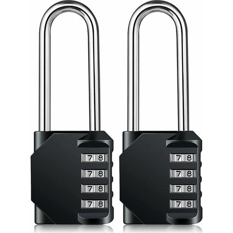 Cadenas à combinaison robuste – Cadenas résistant aux intempéries, verrou réinitialisable, anse de 6,25 cm de long en alliage de zinc à 4 chiffres, 2Pcs
