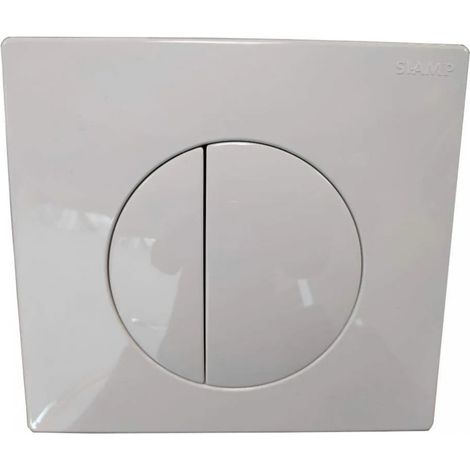 Siamp – Plaque de commande WC blanche double touche – Compatible bâti-support Verso 350 et 350 Spinair – Dimensions 200x181mm (1/2)