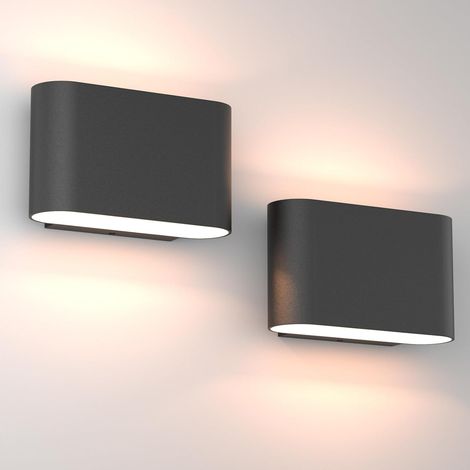 Schwarzes, modernes LED-Wandlampen-Set (2er-Pack) für den Innenbereich, Festverdrahtung (1/3)