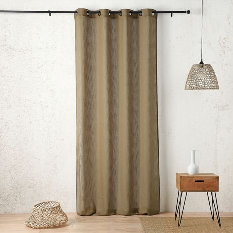Voilage tamisant à œillets - Effet filet ajouré Kaki 140x260 cm