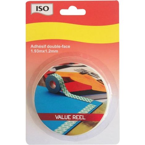 ISO - Ruban adhésif double face fixetout 12mm 1m93 bl