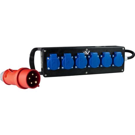 Répartiteur en caoutchouc Barrette en caoutchouc 6x230 V Prise 16 A 400 V DV-2506-RB (1/2)