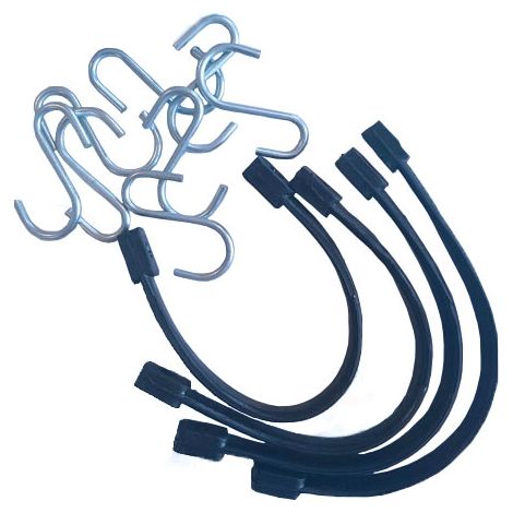 Elem Garden Technic – Tendeurs sandow 4 pièces – Plastique robuste – Crochets de fixation – Pour applications extérieures et chantiers humides