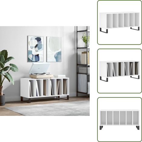 Mueble de madera - vidaXL Mueble para discos madera contrachapada blanco 100x38x48 cm - Mueble industrial