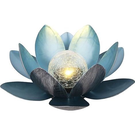 Solar Lamp, Ø 27 cm, Height 11 cm, metal, Silver/Blue