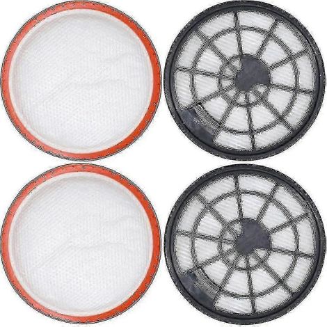 Kit de 4 filtres compatible avec les modèles Dirt Devil DD2650-1, DD2651-0, DD2651-1, DD2720, 2620001 et 2620002 : 2 filtres de protection moteur et 2 filtres à air d'échappement [HhhhS]WHBYV (1/4)