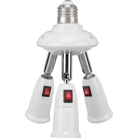 Ortviai Adaptateur de douille E27/E26 3-en-1 avec interrupteur tactile, 85–265 V, ABS ignifuge