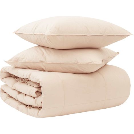Juego de Edredón 2 uds. 135 x 220 cm Todas las estaciones Beige vidaXL (1/5)