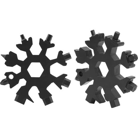 2 tournevis multifonctions 18 en 1 en forme de flocon de neige, clé portable, outils d'extérieur (noir) (1/5)