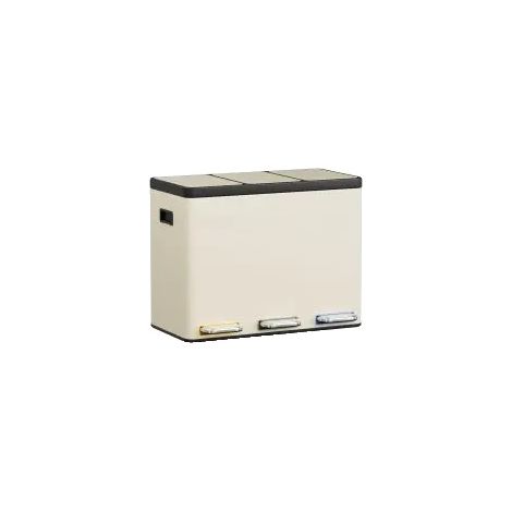 Poubelle, Trois Compartiments, Design Écologique, Beige, 3x 15L (45L) (1/2)