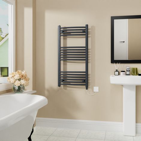 WarmeHaus Electric Curved Bathroom Radiator Anthracite 1000x500mm