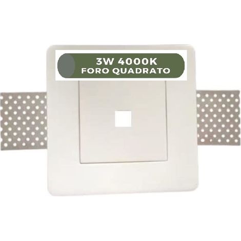 Faretto in Gesso LED 3w 4000k 120mm - Foro Quadrato Luce Naturale - Mondo LED