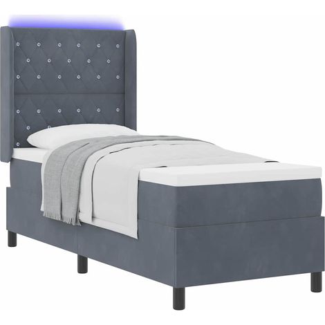 Maison Exclusive - Lit à ressorts avec matelas Gris foncé 80 x 200 cm Velours