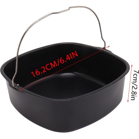 Ortviai Panier à gâteau carré pour friteuse air – 18 cm, revêtement antiadhésif, en métal alimentaire (1/4)