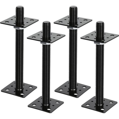 Randaco Pfostenträger höhenverstellbar 30–250 mm – Individuell anpassbare Höhe für Zaun, Pergola und Terrassenbau Schwarz 4PCS