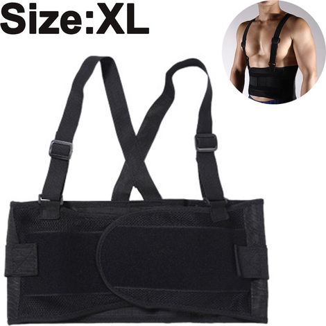 Ceinture lombaire avec bretelles - Légère et respirante - Soutien lombaire pour soulager les douleurs du bas du dos - Idéale pour la posture, le travail et la salle de sport - Couleur noire (1/5)