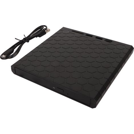 Lecteur CD/DVD externe USB 3.0/USB-C portable avec lecteur/graveur de CD/DVD et emplacement pour carte mémoire, compatible Windows et macOS.