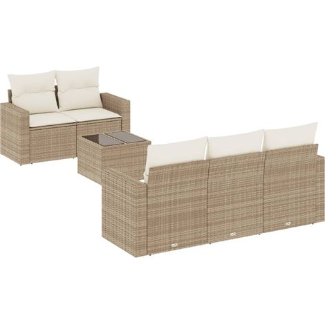 Maison Exclusive - Juego de sofás jardín con cojines 6 pzas ratán