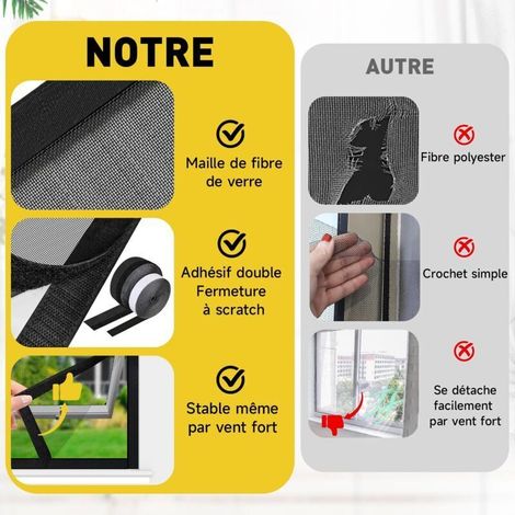 Moustiquaire Fenetre avec Fixation Fermeture à scratch,Moustiquaire Transparente,Moustiquaire en fibre de verre facile (1/3)