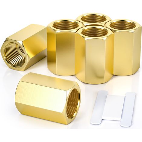 6 pièces 1/8" femelle à 1/8" femelle BSP filetage connecteur de couplage hexagonal en laiton pour la Conversion de connexion de tuyau (1/5)