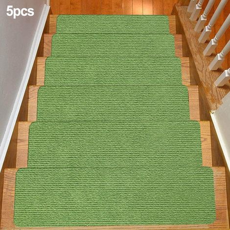 Tapis Anti-dérapant Pour Marches D Escalier - Fibre D Acétate - 76 X 20 Cm - Vert - 5 Pièces (1/4)