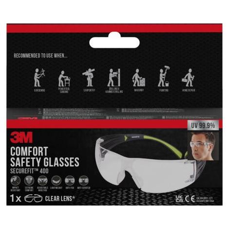 3M 3m gafa seguridad lente transparente sf400c-1 7100331525 , LENTE TRANSPARENTE. PACK 1 GAFA.PROTECCIÓN OCULAR.