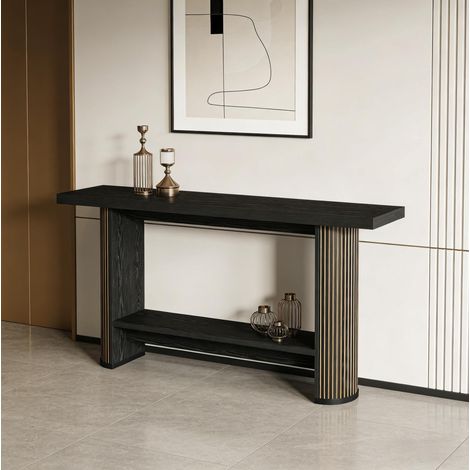 Tavolo consolle nero in legno dal design moderno salvaspazio multifunzionale (1/5)