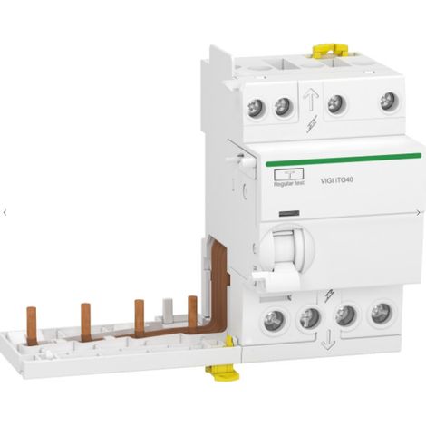 Schneider A9Y13440 Acti9 itg40 – Differenzstromschutzmodul „Vigi“ für Gruppenanschluss – 4-polig, 40 A, 300 mA, Typ AC