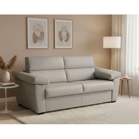 Dmora - Sofá fijo 3 plazas Vilma, Sofá lineal para salón, acolchado, desenfundable, calidad 100% Made in Italy, 225x95 h100 cm, Gris claro (1/4)