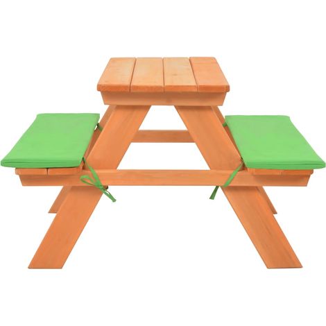 vidaXL Tavolo e Panche da Picnic 89x79x50 cm Legno Massello di