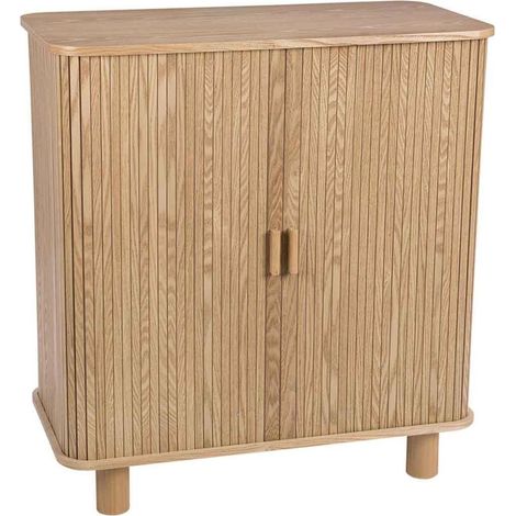 Buffet en bois de fresno et pin avec portes coulissantes - bois naturel clair verni (1/5)