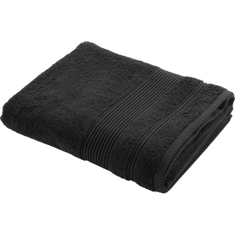 Serviette ou drap de bain en coton 90 x 150 cm Tendresse noir
