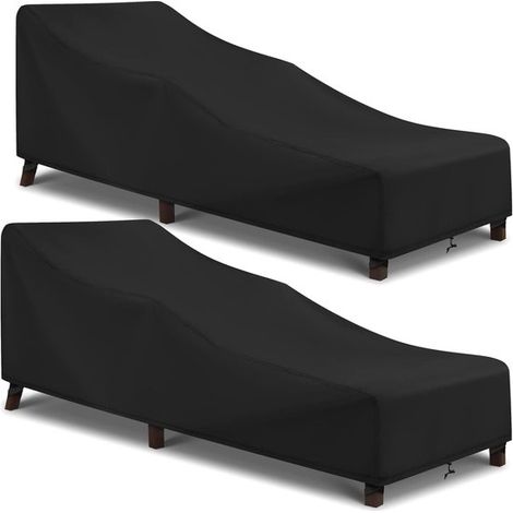 2-teilige wasserdichte Schutzhülle für Gartenliegen – 210 x 75 x 40 cm – Schutzhülle für stapelbare Kissen und Gartenmöbel – Schwarz (1/5)