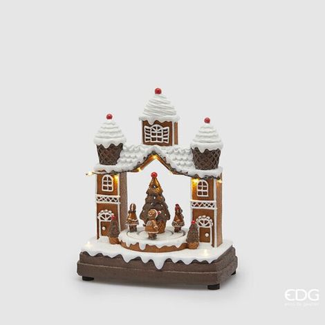 EDG, CASETTA DI MARZAPANE, 26.5X20X11CM, COLORE NOCCIOLA, NATALE, DECORAZIONI DI NATALE