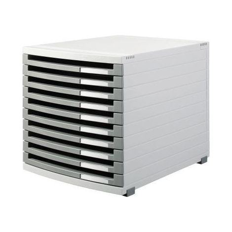 HAN Schubladenbox HAN CONTUR 10 Schubladen DIN A4 DIN B4 DIN C4 Polystyrol Gehäusefarbe:lichtgrau Farbe der Schublade: dunkelgrau