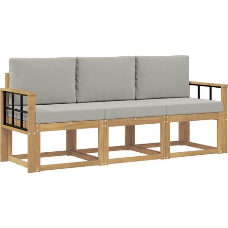 Set di divani da esterno 3 pz Salotto da Giardino Bianco e Grigio Chiaro (1/5)