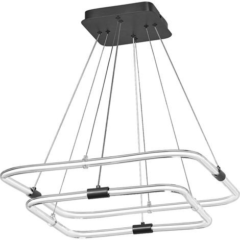 LEDVANCE Decor Tetragon Lampe suspendue 2 flammes en polycarbonate ondulé avec LED et design filament, 23 W, 250 lm, 3000 K, 830 blanc chaud, dimmable, gris foncé, plastique (PC), IP20.