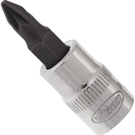 VIGOR Embout tournevis 6,3 mm (1/4") carré intérieur Pozidriv PZ1 V2439N, 38 mm (1/3)