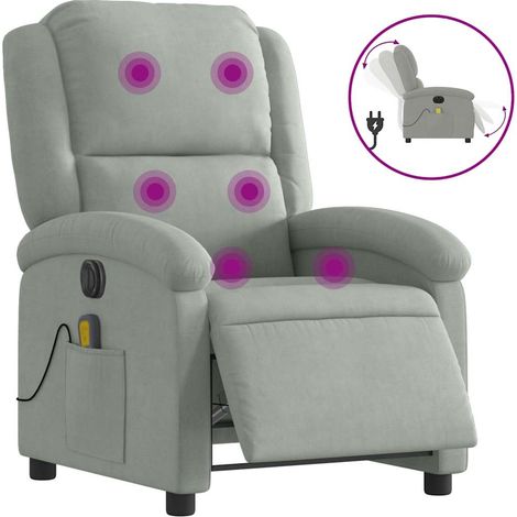 Maison Exclusive - Massagesessel Elektrisch Hellgrau Samt