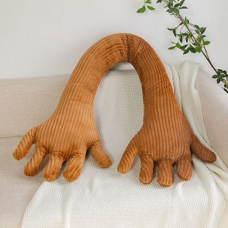 Coussin Forme Main - 80 cm - Tissu Velours Doux - Rembourrage Polyester - Pour Canapé Chambre Décoration Intérieure - 1 Pièce (1/3)