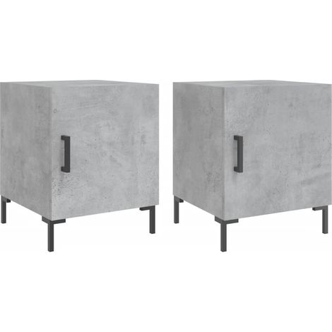 Set di 2 comodini con vano con anta 40 x 40 x 50 cm multistrato grigio DEC035396