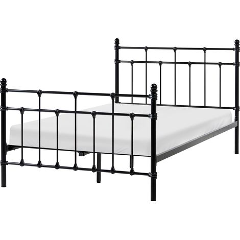 Cama de metal negra 120 x 200 cm cabecero decorativo estilo vintage retro dormitorio Lynx
