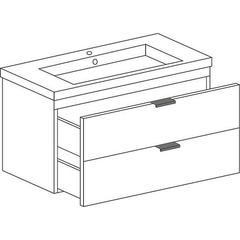 Meuble sous vasque + vasque en céramique EPIL blanc mat 2 tiroirs 860x550x510mm (1/3)
