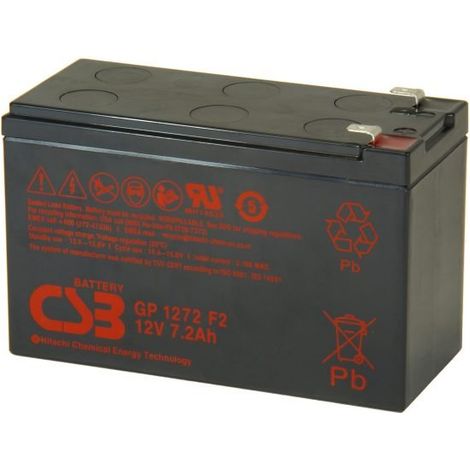 Batterie plomb 12V 7.2Ah GP1272 F2 – Rechargeable hermétique – Durée de vie 3-5 ans – Utilisation stand-by ou cyclique – Csb Battery