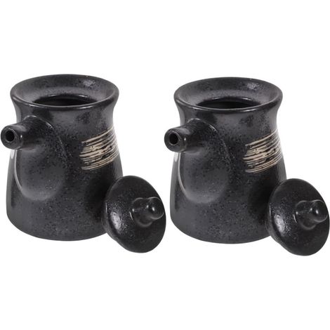 2 Pièces Lot Bouteilles Céramique pour Sauce Soja et Vinaigre Distributeurs Élégants pour Huile et Assaisonnement de Cuisine (1/5)