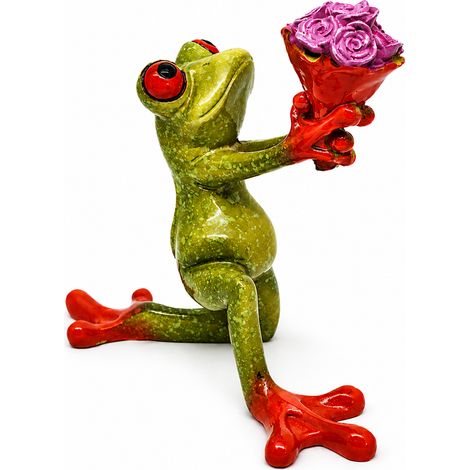 Froschfigur mit Rosenstrauß – Romantische Geschenkdekoration (1/5)