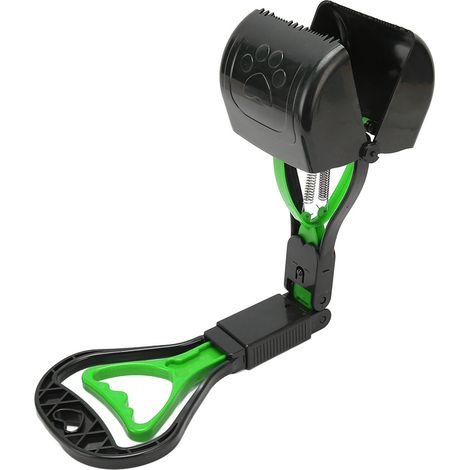 Ramasse-crottes pour animaux de compagnie multifonctionnelle à long manche, robuste, durable, pliable et portable, pour l'extérieur, verte (1/5)