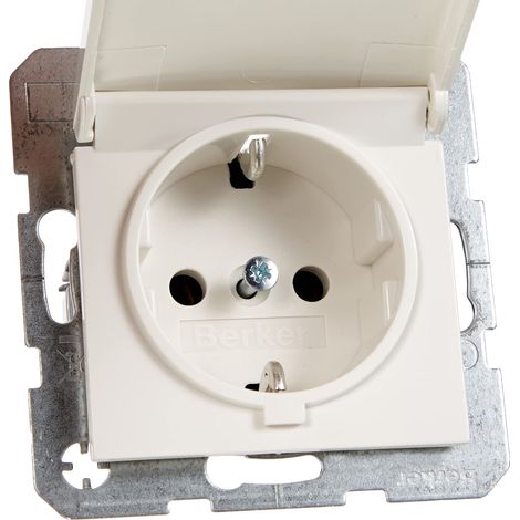 Presa Schuko Berker/B.Kwadrat 16A IP20 con sportellino S.1 bianco neve 47518989 (1/4)